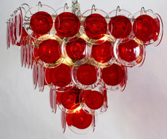Red Glass Cascading Chandelier Tiered Pendant Light
