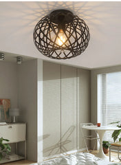 Brushed Open Cage Semi-Flush Mount Ceiling Light Fixture