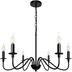 Gold Candelabra Style Metal Chandelier with Sweeping Arms