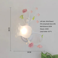White Rose Bud Wall Sconce with Frosted Glass Bell Shade