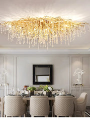 Gold Crystal Cascade Chandelier Surface Mount Light