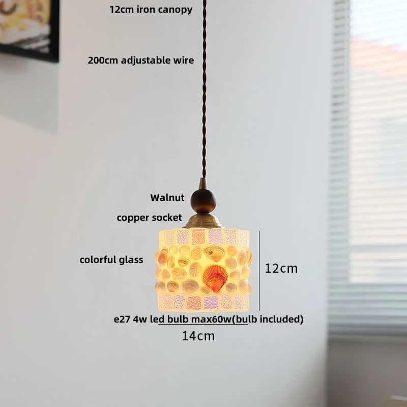 Pendant light with labeled components on a neutral background