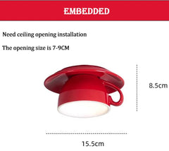 Red Ceramic Coffee Cup Semi-Flush Mount Light Fixture