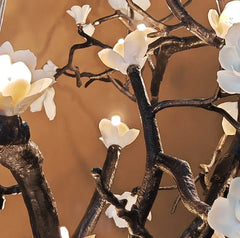 Ceramic Blossom Branch Pendant Light with Gold Finish Metal Frame