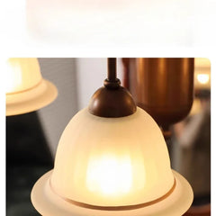 Brushed Gold Floral Chandelier Semi-Flush Ceiling Light