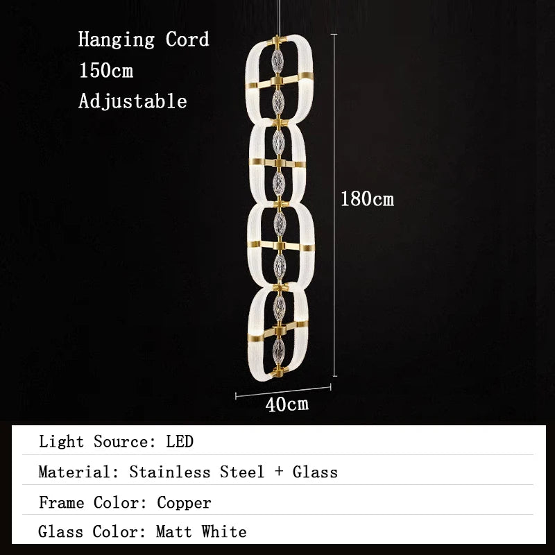 Chandelier with dimensions and specifications on a black background