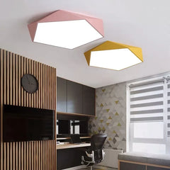 Modern Geometric Faceted Flush Mount Ceiling Light Fixture