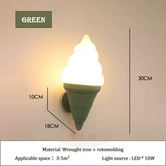 Playful Ice Cream Cone Wall Sconce, Whimsical Kids Room Lighting