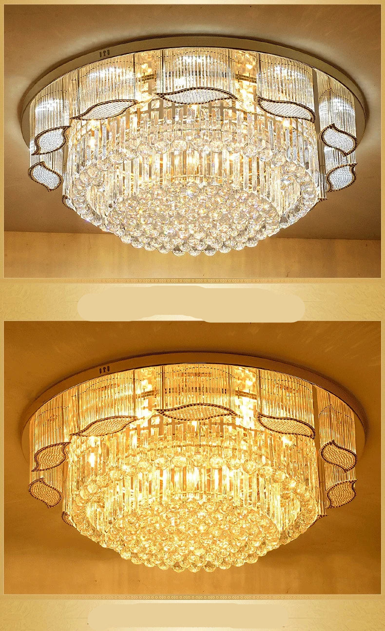 Chandelier with crystal details on a beige background