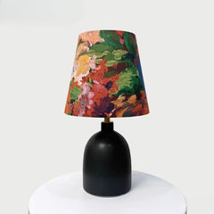 Ceramic Rose Bud Table Lamp, Frosted Bell Shade, Gold Metal Accent