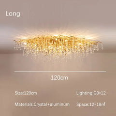 Gold Crystal Cascade Chandelier Surface Mount Light