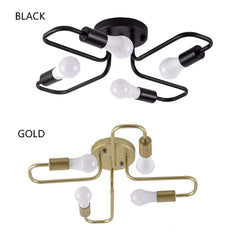 Starburst Modern Gold Metal Semi-Flush Mount Ceiling Light Fixture
