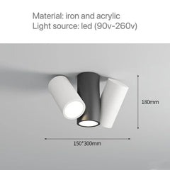Modern Cylinder Spotlight Ceiling Light with Rotating Heads
