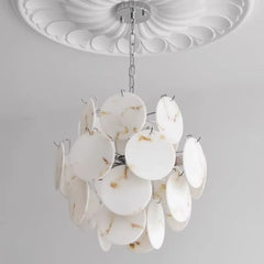 Gold White Marble Disc Chandelier Hanging Pendant Light