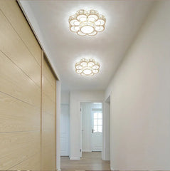 Gold Crystal Flower Flush Mount Light