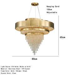 Tiered Crystal Waterfall Chandelier with Gold Finish Metal Frame