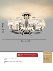 Polished Chrome Multi-Arm Crystal Chandelier