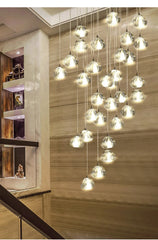 Crystal Ball Cascading Pendant Light Fixture Floral Stems Glass Shades