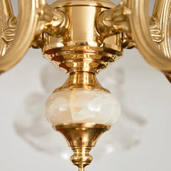 Gold Floral Chandelier With Frosted Glass Shades