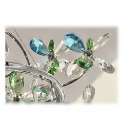 Crystal Floral Ring Chandelier Chrome Pendant Light