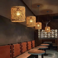Woven Bamboo Pendant Light Natural Rattan Art Lantern Chandelier