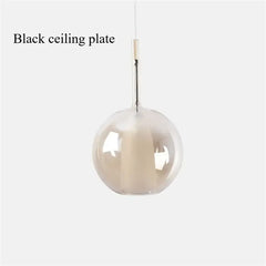 Rose Gold Glass Globe Pendant Light with Polished Metal Frame
