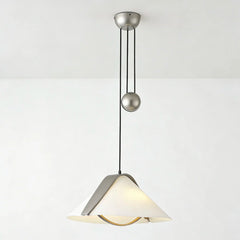 Fabric Cone Pendant Light with Wood Accents Fixture