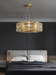 Gold Frame Geometric Crystal Chandelier Pendant Light Fixture