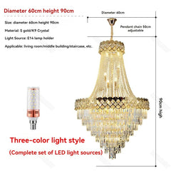 Tiered Crystal Waterfall Chandelier with Gold Finish Metal Frame