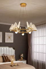Gold Butterfly Glass Ring Chandelier Modern Pendant Light Fixture