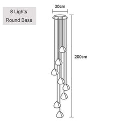 Crystal Ball Cascading Pendant Light Fixture Floral Stems Glass Shades