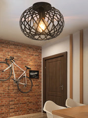 Brushed Open Cage Semi-Flush Mount Ceiling Light Fixture