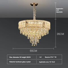 Chandelier with dimensions and specifications on a dark background