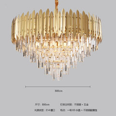 Gold Crystal Tiered Cascading Chandelier with Dazzling Faceted Prisms