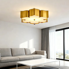 Gold Petal Wave Semi-Flush Mount Ceiling Light Fixture Warm Brass