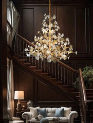 Solid Brass Branch Crystal Chandelier - Creative Tree Art Lighting