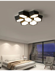 Modern Geometric Hexagon Flush Mount Ceiling Light Fixture