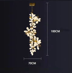 Gold Floral Cluster Pendant Light with Opal Glass Shades
