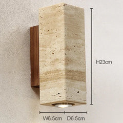 Natural Stone Cylinder Up/Down Light Wall Sconce with Bronze Finish