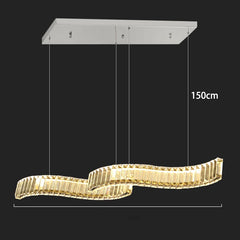 Chandelier with dimensions indicated on a black background