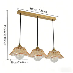 Glass Flower Pendant Light with Metal Accents Fixture