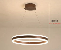 Modern Gold Ring LED Pendant Light with Integrated Illumination