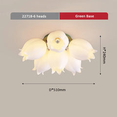 White Orchid Blossom Multi-Light Flush Mount Ceiling Light