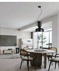Matte Black Dome Pendant Light with Contrasting Cord