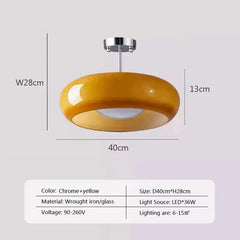 Brass Glass Dome Semi-Flush Mount Light with Yellow Shade