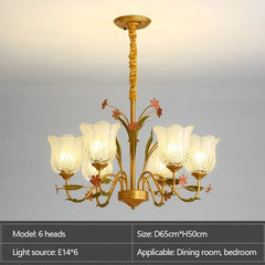 Gold Floral Arm Chandelier Hanging Ceiling Light Fixture