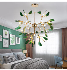 Gold Branch Sputnik Chandelier with Blue Agate Slices