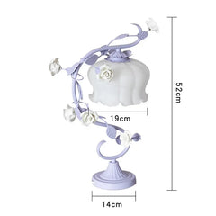 Floral Rose Lamp with Frosted Glass Shade
