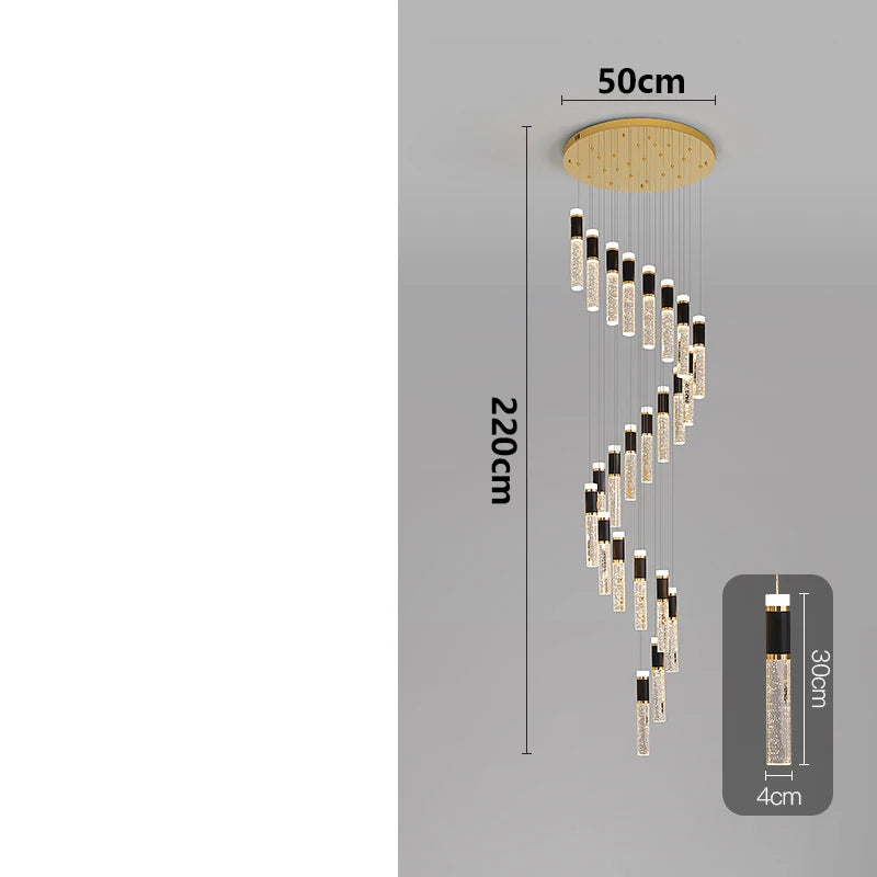 Chandelier with dimensions labeled on a gray background