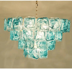 Gold Tiered Glass Chandelier Hanging Pendant Light
